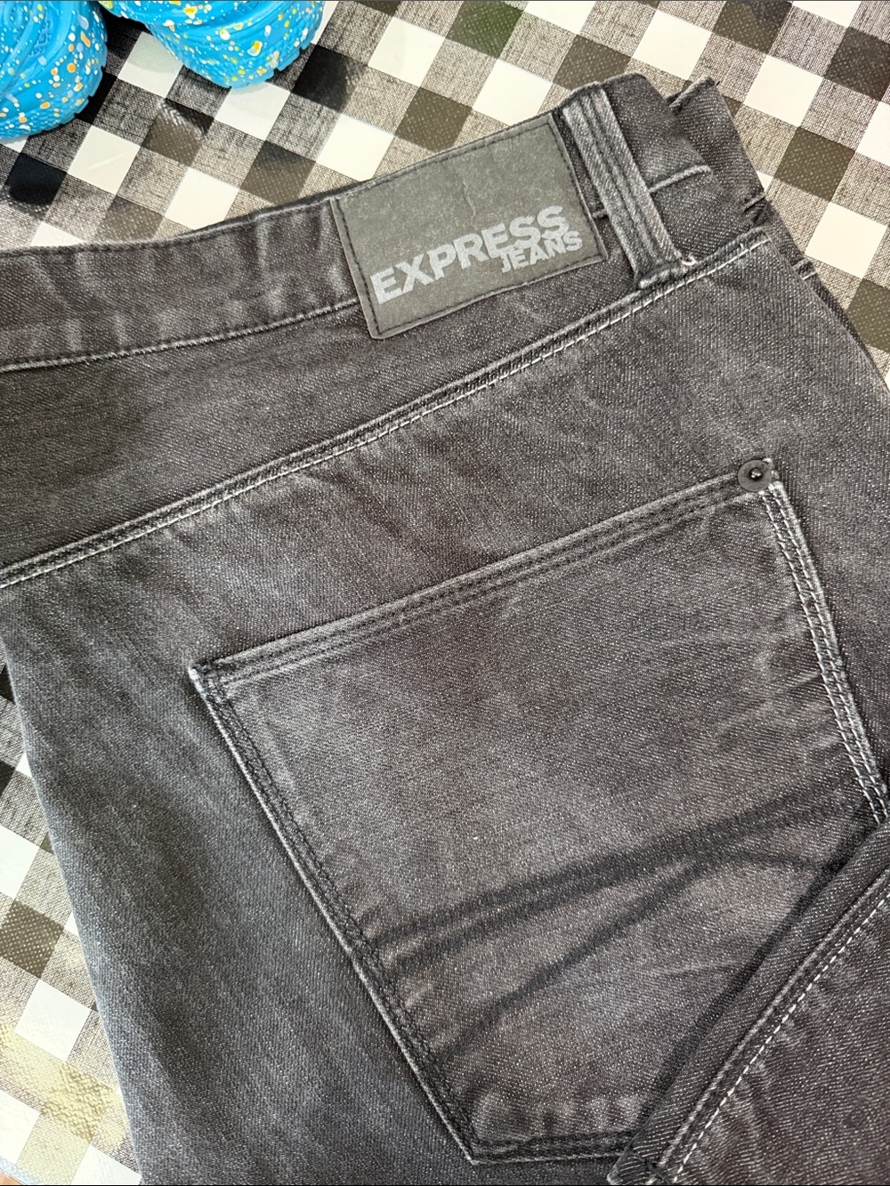 Express Black Washed Denim Jeans Waistband